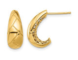 14K Yellow Gold Etched J-Hoop Earrings